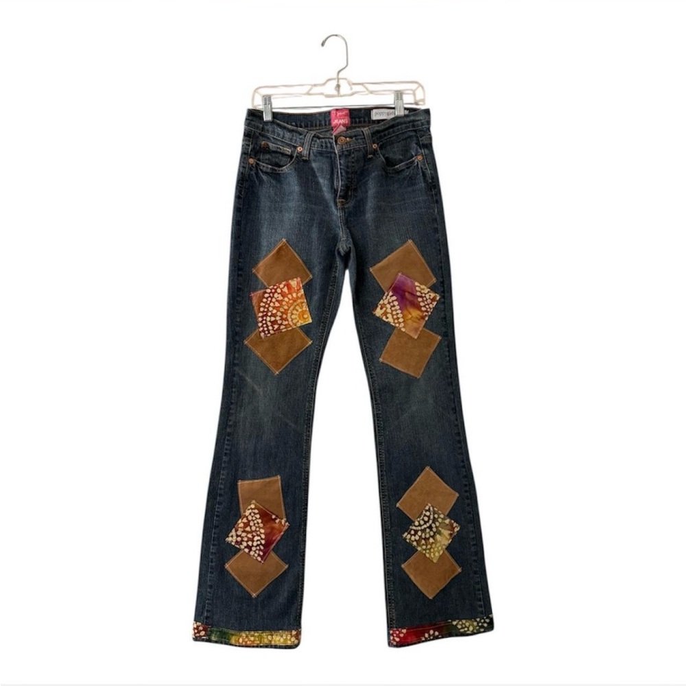 The Limited Dark Blue Flare Jeans with Colorful Patches